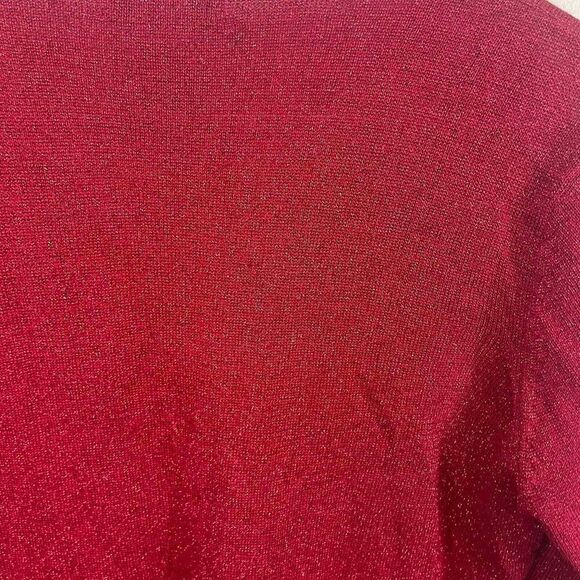 Vintage I.N Studio Red Christmas Sparkly Blouse Silk Lurex Blend Size M/L - Picture 4 of 6